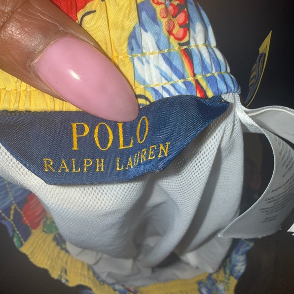 SOLD - Ralph Lauren Yellow Floral Athletic Swim Shorts - Picture 2 of 10